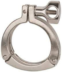 VNE - 2-1/2", Clamp Style, Sanitary Stainless Steel Pipe Three Piece Clamp with Holed Wing Nut - Grade 304 - Exact Tool & Supply