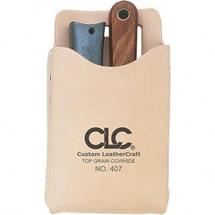 CLC - General Purpose Holster with 1 Pocket - Leather, Natural (Color), 4-1/4" Wide x 7-1/2" High x 1" Deep - Exact Tool & Supply