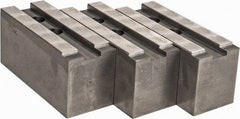 Abbott Workholding Products - 15 to 18" Chuck Capacity, 1.5mm x 60° Serrated Attachment, Square Soft Lathe Chuck Jaw - 3 Jaws, Steel, 1.6929" Btw Mount Hole Ctrs, 6-1/2" Long x 2-1/2" Wide x 3" High, 0.8661" Groove, 0.7874" & 20mm Fastener - Exact Tool & Supply
