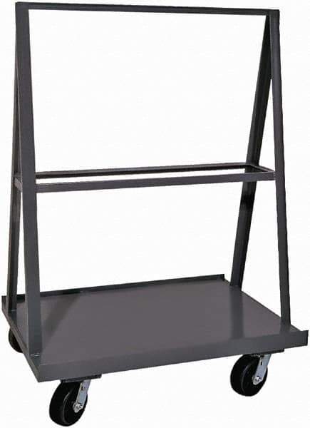 Durham - 2,000 Lb Capacity Steel A-Frame Truck - Steel Deck, 48" OAW, Phenolic Casters - Exact Tool & Supply