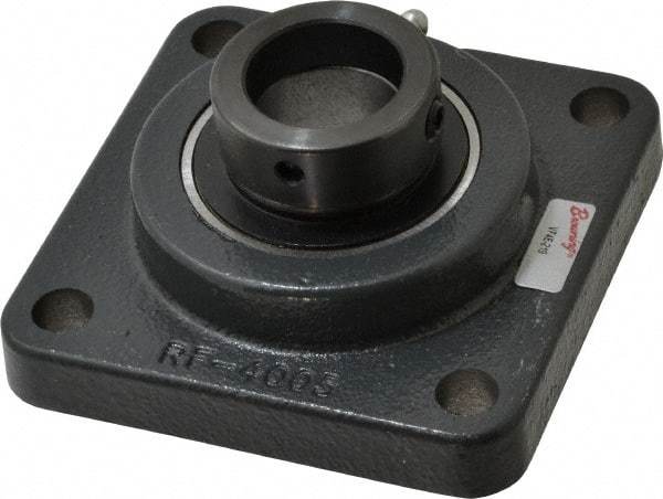 Browning - 1-3/16" ID, 4-1/4" OAL x 4-1/4" OAH 4-Bolt Flange - 2,567 Lb Static Cap, 4,381 Lb Dyn Cap, 3-1/4" Btw Mnt Hole Ctrs, Cast Iron - Exact Tool & Supply