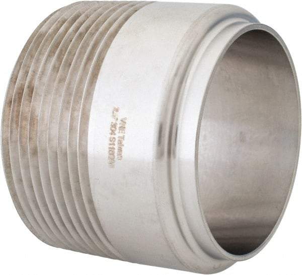 VNE - 2-1/2", Weld Style, Sanitary Stainless Steel Pipe Adapter - MNPT x Butt Weld Connection, Grade 304 - Exact Tool & Supply