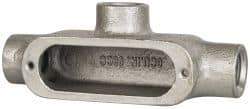Cooper Crouse-Hinds - Form 5, T Body, 1/2" Trade, Rigid Malleable Iron Conduit Body - Oval, 5.38" OAL, 6 cc Capacity, Gray - Exact Tool & Supply