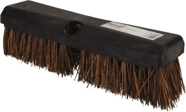 Rubbermaid - 2" Bristle Length, Palmyra Scrub Brush - 10" OAL, Tapered Handle, Brown, Plastic Block - Exact Tool & Supply