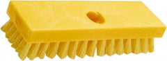 Rubbermaid - 1" Bristle Length, Polypropylene Scrub Brush - 8" OAL, Threaded Handle, Yellow, Plastic Block - Exact Tool & Supply
