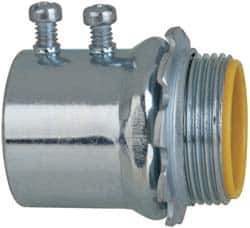 Cooper Crouse-Hinds - 1-1/4" Trade, Steel Set Screw Straight EMT Conduit Connector - Insulated - Exact Tool & Supply