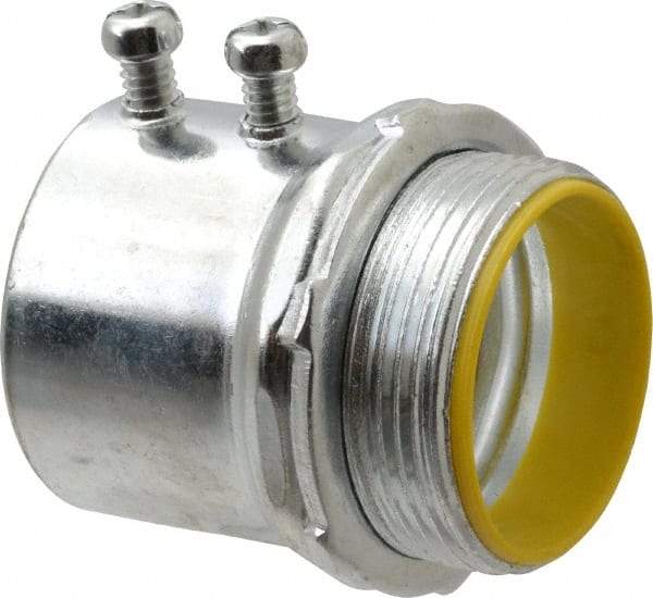 Cooper Crouse-Hinds - 1-1/2" Trade, Steel Set Screw Straight EMT Conduit Connector - Insulated - Exact Tool & Supply
