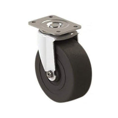 E.R. Wagner - 5" Diam x 2" Wide x 6" OAH Top Plate Mount Swivel Caster - Soft Rubber, 350 Lb Capacity, Roller Bearing, 2-3/4 x 3-3/4" Plate - Exact Tool & Supply