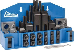 Gibraltar - 52 Piece Fixturing Step Block & Clamp Set with 1" Step Block, 5/8" T-Slot, 1/2-13 Stud Thread - 1" Nut Width, 3, 4, 5, 6, 7 & 8" Stud Lengths - Exact Tool & Supply