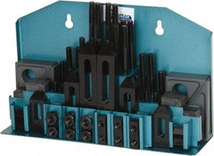 Gibraltar - 52 Piece Fixturing Step Block & Clamp Set with 1" Step Block, 1/2" T-Slot, 3/8-16 Stud Thread - 7/8" Nut Width, 3, 4, 5, 6, 7 & 8" Stud Lengths - Exact Tool & Supply