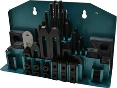 Gibraltar - 52 Piece Fixturing Step Block & Clamp Set with 1" Step Block, 9/16" T-Slot, 3/8-16 Stud Thread - 7/8" Nut Width, 3, 4, 5, 6, 7 & 8" Stud Lengths - Exact Tool & Supply