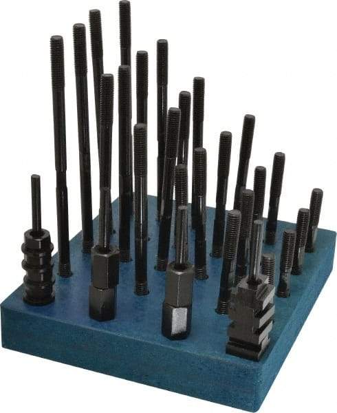 Gibraltar - 38 Piece, 3/8-16 Stud, 1/2" T Slot, T Nut & Stud Kit - 7/8" T-Slot Nut Width, 3, 4, 5, 6, 7, 8" Stud Lengths - Exact Tool & Supply