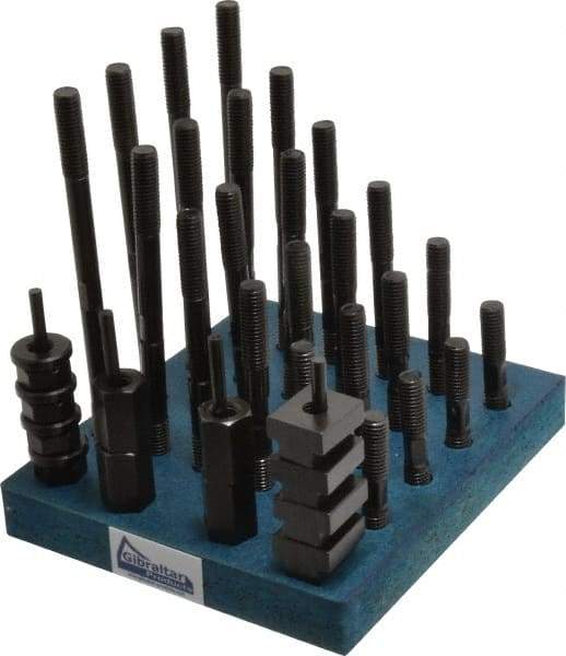 Gibraltar - 38 Piece, 1/2-13 Stud, 11/16" T Slot, T Nut & Stud Kit - 1-1/8" T-Slot Nut Width, 3, 4, 5, 6, 7, 8" Stud Lengths - Exact Tool & Supply
