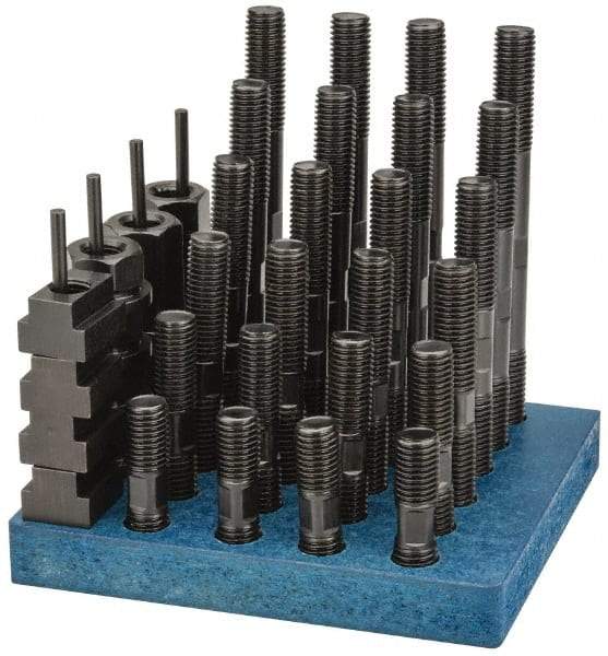 Gibraltar - 38 Piece, 3/4-10 Stud, 13/16" T Slot, T Nut & Stud Kit - 1-1/4" T-Slot Nut Width, 3, 4, 5, 6, 7, 8" Stud Lengths - Exact Tool & Supply