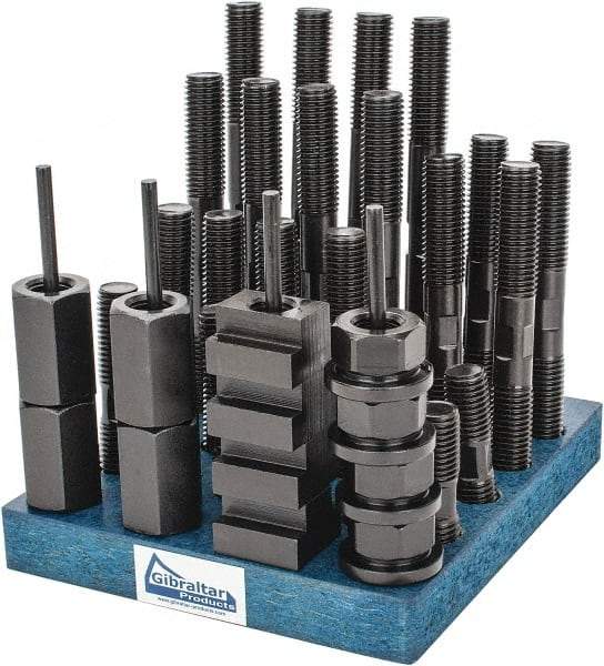 Gibraltar - 38 Piece, 3/4-10 Stud, 7/8" T Slot, T Nut & Stud Kit - 1-1/2" T-Slot Nut Width, 3, 4, 5, 6, 7, 8" Stud Lengths - Exact Tool & Supply