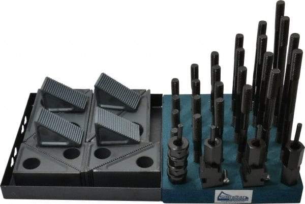 Gibraltar - 50 Piece Fixturing Step Block & Clamp Set with 1-1/2" Step Block, 11/16" T-Slot, 1/2-13 Stud Thread - 1-1/8" Nut Width, 3, 4, 5, 6, 7 & 8" Stud Lengths - Exact Tool & Supply