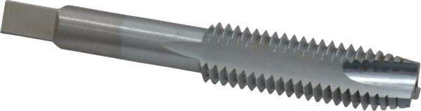 Made in USA - 1/2-13 UNC, 3 Flute, Chrome Finish, High Speed Steel Spiral Point Tap - Plug Chamfer, Right Hand Thread, 3-3/8" OAL, 1-21/32" Thread Length, 0.367" Shank Diam, 3B Class of Fit - Exact Tool & Supply