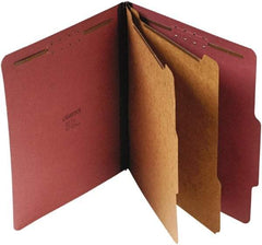 UNIVERSAL - 8-1/2 x 11", Letter Size, Red, Classification Folders with Top Tab Fastener - 25 Point Stock, Right of Center Tab Cut Location - Exact Tool & Supply