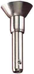 Jergens - 1/4" Diam, 1/2" Usable Length, Button Handle, Push Button Quick Release Pin - 1-3/4" Overall Length, Grade 17-4 Stainless Steel, Passivated Finish - Exact Tool & Supply