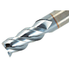 Iscar - 5/8", 1-1/4" LOC, 5/8" Shank Diam, 3-1/2" OAL, 3 Flute, Solid Carbide Square End Mill - Single End, TiAlN Finish, Spiral Flute, 45° Helix, Right Hand Cut, Right Hand Flute - Exact Tool & Supply