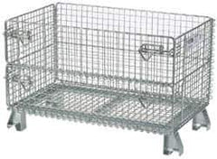 Nashville Wire - 32" Long x 20" Wide x 16" High Steel Basket-Style Bulk Folding Wire Mesh Container - 1,000 Lb. Load Capacity - Exact Tool & Supply