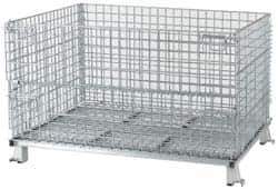 Nashville Wire - 48" Long x 40" Wide x 24" High Steel Basket-Style Bulk Folding Wire Stackable Container - 4,000 Lb. Load Capacity - Exact Tool & Supply