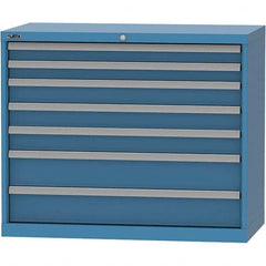 LISTA - 7 Drawer, 84 Compartment Bright Blue Steel Modular Storage Cabinet - Exact Tool & Supply