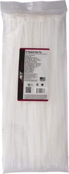 Made in USA - 14-1/4" Long Natural (Color) Nylon Standard Cable Tie - Exact Tool & Supply