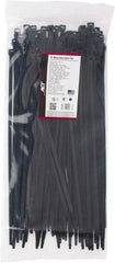 Made in USA - 15.093" Long Black Nylon Standard Cable Tie - 120 Lb Tensile Strength, 1.93mm Thick, 103.19mm Max Bundle Diam - Exact Tool & Supply