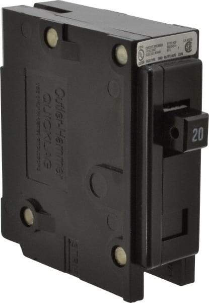 Eaton Cutler-Hammer - 20 Amp, 120/240 VAC, 24 VDC, 48 VDC, 80 VDC, 1 Pole, Plug In Miniature Circuit Breaker - Thermal Magnetic Trip, 14-4 AWG, 2-3/8 Inch Deep x 2-15/16 Inch High x 1 Inch Wide - Exact Tool & Supply