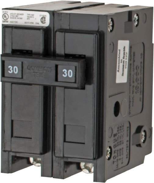 Eaton Cutler-Hammer - 30 Amp, 120/240 VAC, 24 VDC, 48 VDC, 80 VDC, 2 Pole, Plug In Miniature Circuit Breaker - Thermal Magnetic Trip, 14-4 AWG, 2-3/8 Inch Deep x 2-15/16 Inch High x 2 Inch Wide - Exact Tool & Supply