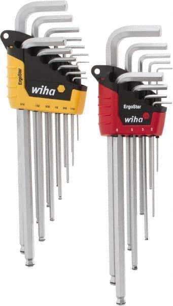 Wiha - 22 Piece L-Key Combo Hex Key Set - Hex Range 1/2 to 3/8", Chrome Vanadium Molybdenum - Exact Tool & Supply