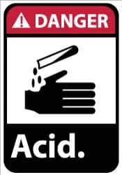 NMC - "Danger - Acid", 14" Long x 10" Wide, Pressure-Sensitive Vinyl Safety Sign - Rectangle, 0.004" Thick, Use for Hazardous Materials - Exact Tool & Supply