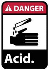 NMC - "Danger - Acid", 14" Long x 10" Wide, Pressure-Sensitive Vinyl Safety Sign - Rectangle, 0.004" Thick, Use for Hazardous Materials - Exact Tool & Supply