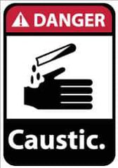 NMC - "Danger - Caustic", 14" Long x 10" Wide, Pressure-Sensitive Vinyl Safety Sign - Rectangle, 0.004" Thick, Use for Hazardous Materials - Exact Tool & Supply