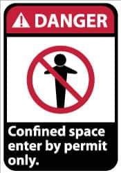 NMC - "Danger - Confined Space - Enter by Permit Only", 14" Long x 10" Wide, Rigid Plastic Safety Sign - Rectangle, 0.05" Thick, Use for Accident Prevention - Exact Tool & Supply