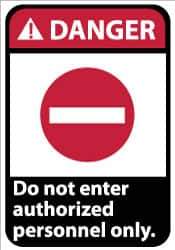 NMC - "Danger - Do Not Enter - Authorized Personnel Only", 14" Long x 10" Wide, Rigid Plastic Safety Sign - Rectangle, 0.05" Thick, Use for Security & Admittance - Exact Tool & Supply