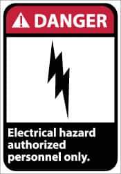 NMC - "Danger - Electrical Hazard - Authorized Personnel Only", 14" Long x 10" Wide, Pressure-Sensitive Vinyl Safety Sign - Rectangle, 0.004" Thick, Use for Accident Prevention - Exact Tool & Supply