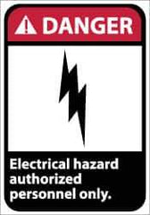 NMC - "Danger - Electrical Hazard - Authorized Personnel Only", 14" Long x 10" Wide, Pressure-Sensitive Vinyl Safety Sign - Rectangle, 0.004" Thick, Use for Accident Prevention - Exact Tool & Supply