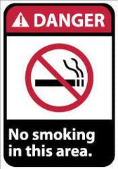 NMC - "Danger - No Smoking in This Area", 14" Long x 10" Wide, Pressure-Sensitive Vinyl Safety Sign - Rectangle, 0.004" Thick, Use for Accident Prevention - Exact Tool & Supply