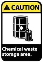 NMC - "Caution - Chemical Waste Storage Area", 14" Long x 10" Wide, Rigid Plastic Safety Sign - Rectangle, 0.05" Thick, Use for Hazardous Materials - Exact Tool & Supply