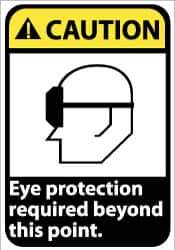 NMC - "Caution - Eye Protection Required Beyond This Point", 14" Long x 10" Wide, Rigid Plastic Safety Sign - Rectangle, 0.05" Thick, Use for Accident Prevention - Exact Tool & Supply