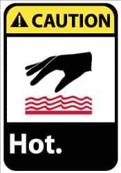 NMC - "Caution - Hot", 14" Long x 10" Wide, Rigid Plastic Safety Sign - Rectangle, 0.05" Thick, Use for Hazardous Materials - Exact Tool & Supply
