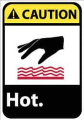 NMC - "Caution - Hot", 14" Long x 10" Wide, Rigid Plastic Safety Sign - Rectangle, 0.05" Thick, Use for Hazardous Materials - Exact Tool & Supply