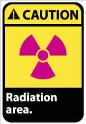 NMC - "Caution - Radiation Area", 14" Long x 10" Wide, Rigid Plastic Safety Sign - Rectangle, 0.05" Thick, Use for Accident Prevention - Exact Tool & Supply