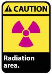 NMC - "Caution - Radiation Area", 14" Long x 10" Wide, Pressure-Sensitive Vinyl Safety Sign - Rectangle, 0.004" Thick, Use for Accident Prevention - Exact Tool & Supply