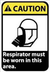 NMC - "Caution - Respirator Must Be Worn in This Area", 14" Long x 10" Wide, Rigid Plastic Safety Sign - Rectangle, 0.05" Thick, Use for Accident Prevention - Exact Tool & Supply