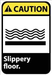 NMC - "Caution - Slippery Floor", 14" Long x 10" Wide, Rigid Plastic Safety Sign - Rectangle, 0.05" Thick, Use for Accident Prevention - Exact Tool & Supply