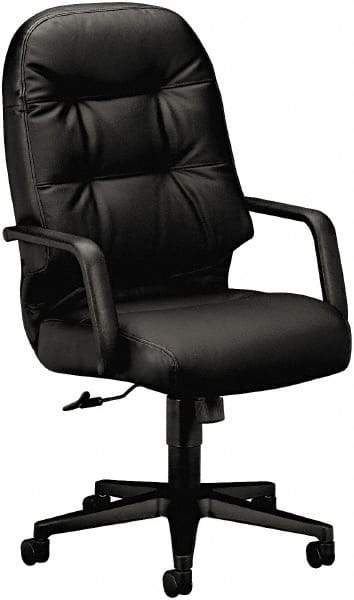 Hon - 25" High Pneumatic Height Adjustable Chair - 22" Wide x 18" Deep, Leather, Memory Foam Seat, Black - Exact Tool & Supply