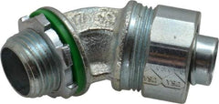 Cooper Crouse-Hinds - 1/2" Trade, Malleable Iron Threaded Angled Liquidtight Conduit Connector - Noninsulated - Exact Tool & Supply